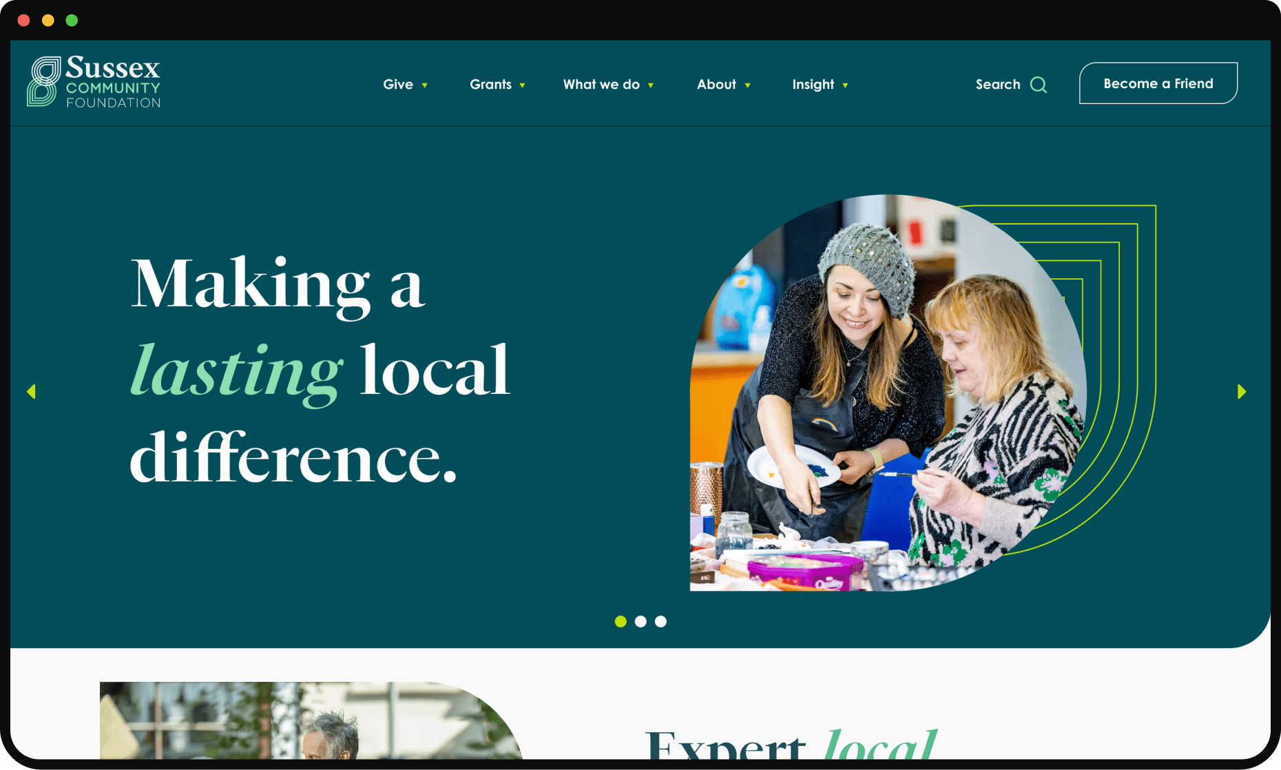 Sussex Community Foundation Website Homepage Screenshot